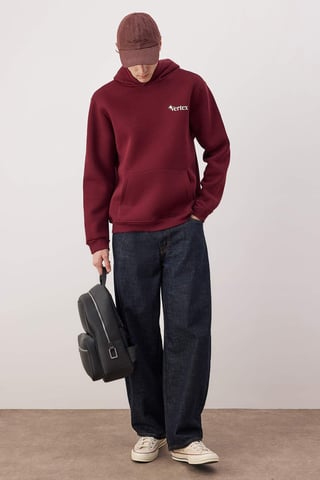 TRENDYOL MAN Men's Burgundy Galaxy Long Regular fit Sweatshirts