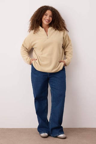 Trendyol Curve Dam Beige Enfärgad Lång Oversize Plus size Sweatshirts