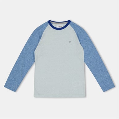 Farah baseball-T-shirt voor jongens met ronde hals en raglanmouwen in blauw