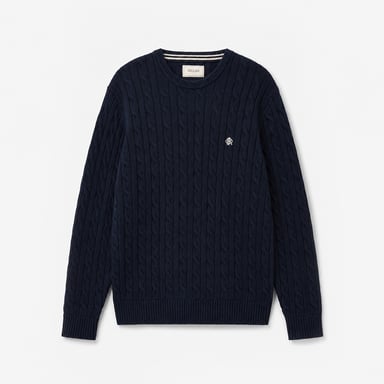 Joules Cable Crew Herentrui Marineblauw