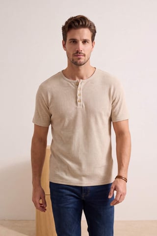 TRENDYOL MAN Men's Beige Plain Short Regular fit T-Shirts