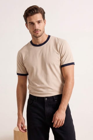 TRENDYOL MAN Men's Beige Plain Short Regular fit T-Shirts
