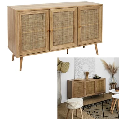 Home Deco Factory Dressoir bali – 3 deuren – rotan & hout – 115 cm
