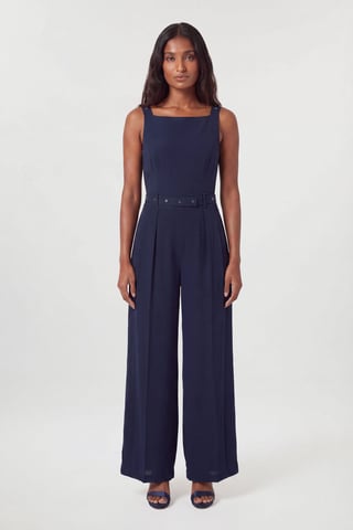 Getailleerde jumpsuit van crêpe met geplooide kiltrok