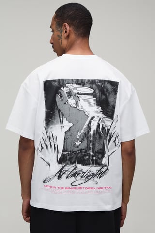 Afterlight Skull Print oversized T-shirt met korte mouwen