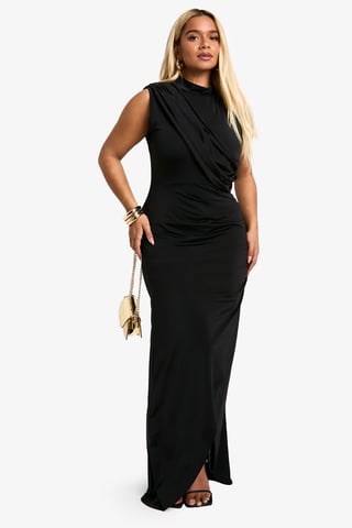 Boohoo Plus maxi-jurk met overslagdetail