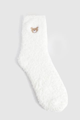 Boohoo Pluizige sokken met teddybeer