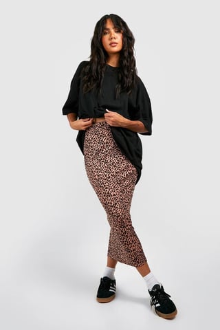 Midirok met luipaardprint van geribde jersey