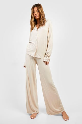 Pyjamabroek van jersey met wijde pijpen