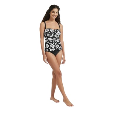 Be You Womens/Ladies Floral Sweetheart Tankini Top (Monochrome)
