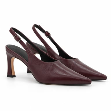 Montevita Women's Burgundy Slingback Pumps with Slim Heels