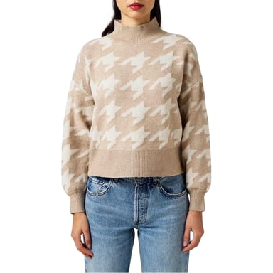 Vero Moda Womens/Ladies Houndstooth Turtle Neck Jumper (Mink)