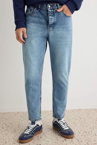 TRENDYOL MAN Men's Dark blue Plain Boyfriend Normal waist Jeans