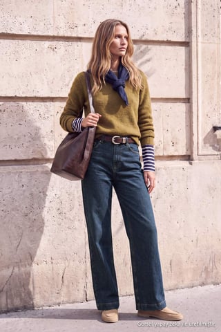 TRENDYOLMİLLA Women's Blue Plain Wide Leg High Waist Jeans