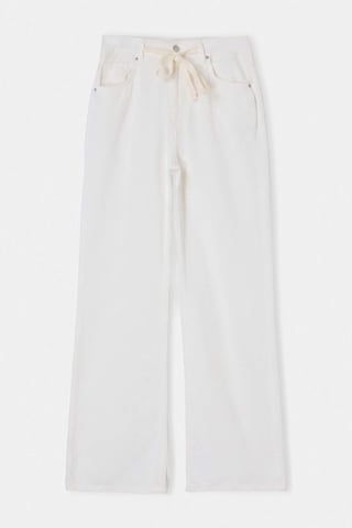 TRENDYOLMİLLA Women's Ecru Plain Wide Leg High Waist Jeans