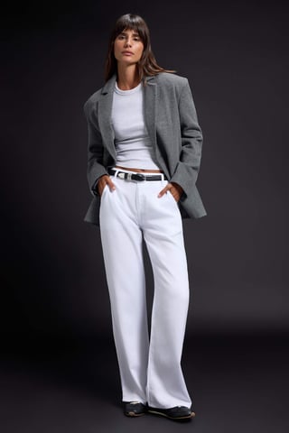 TRENDYOLMİLLA Women's White Plain Wide Leg Low Waist Jeans