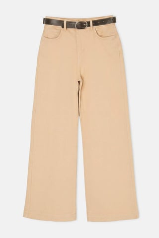 TRENDYOLMİLLA Women's Beige Plain Wide Leg High Waist Jeans