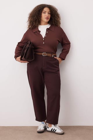 Trendyol Curve Women's Brown Plain Mom High Waist Plus Size Jeans