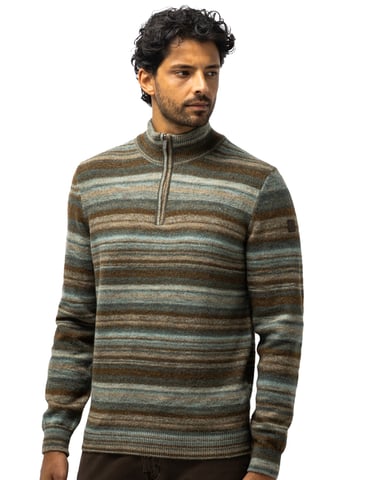 State of Art Green Striped Half-Zip Jumper