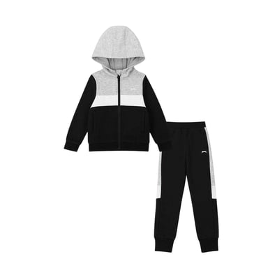 Slazenger Childrens/Kids Colour Block Fleece Tracksuit (Black/Grey)