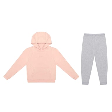 Firetrap Girls Embroidered Logo Fleece Hoodie And Joggers Set (Pink/Grey)