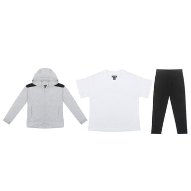 Firetrap Girls Logo Hoodie And Leggings Set (Pack of 3) (Grey/Black)