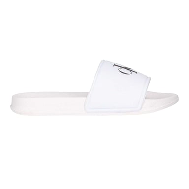 Calvin Klein Childrens/Kids Leather Open Toe Flat Slides (White)
