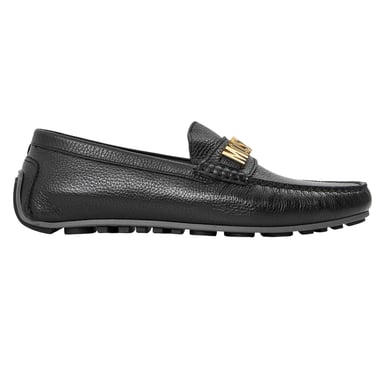 Moschino Childrens/Kids Embossed Logo Flat Sliders (Black)