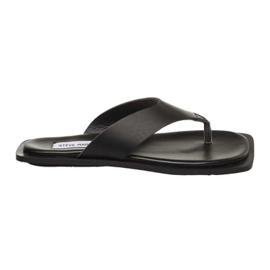 Steve Madden Womens/Ladies Leather Square Toe Casual Flip Flops (Black)