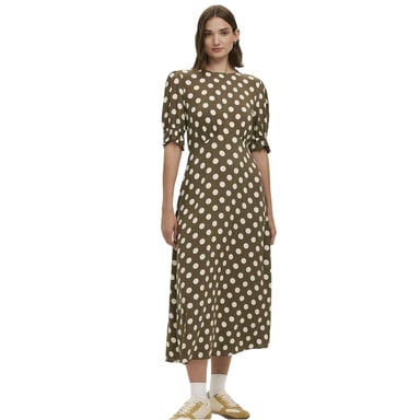 Finery Womens/Ladies Mela Polka Dot Crew Neck Midi Dress (Dark Khaki)