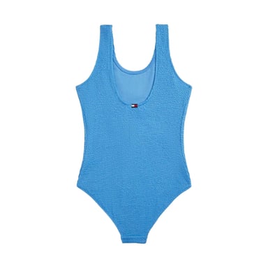 Tommy Hilfiger Girls Scoop Neck One Piece Swimsuit (Blue)
