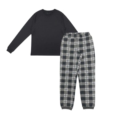 Howick Mens Checked Long Pyjama Set (Charcoal)