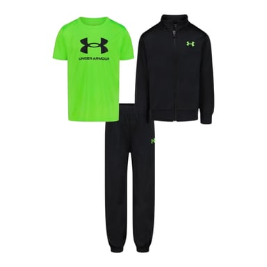 Under Armour Childrens/Kids Brawler Tracksuit Set (Black/Green)
