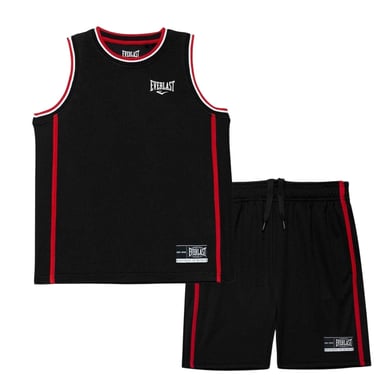 Everlast Childrens/Kids Polyester Top & Bottom Set Set (Black/Red)