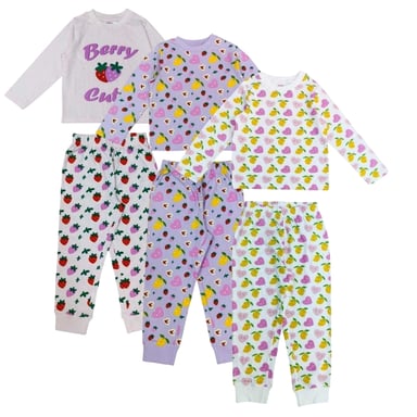 Star Girls Long Pyjama Set (Pack of 3) (Multicoloured)