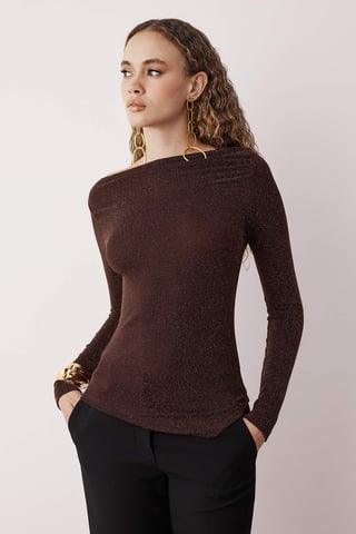 TRENDYOLMİLLA Women's Brown Plain Long Fitted Blouses