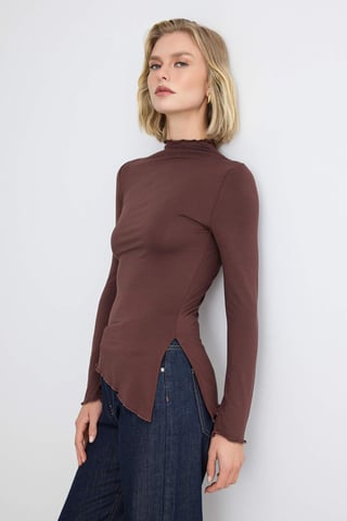 TRENDYOLMİLLA Women's Brown Plain Long Fitted Blouses