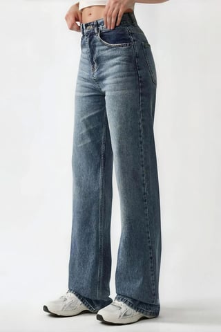 High waist jeans met rechte pijpen