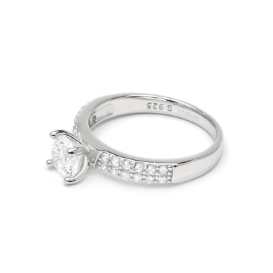 Luxenter ring in 925 Sterling Silver and Brilliant Zirconia finished in rhodium - Anwi