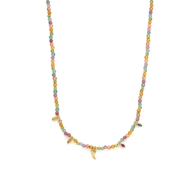 Luxenter necklace in 925 Sterling Silver and Multicolor Zirconia finished in 18k yellow gold - Esli