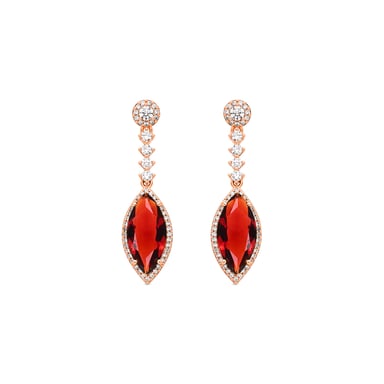 Luxenter Ruby Zirconia Earrings finished in 18k yellow gold - Musred