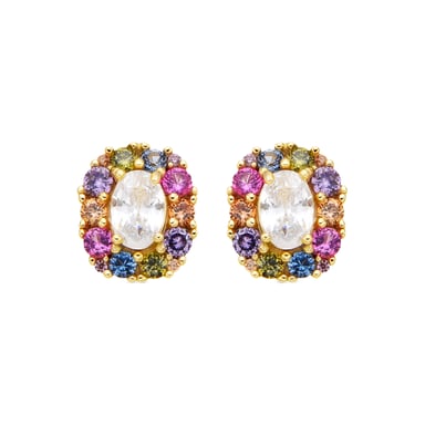 Luxenter Earrings in 925 Sterling Silver and Multicolor Zirconia finished in 18k yellow gold - Mezay