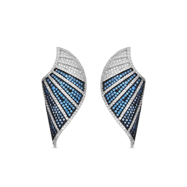Luxenter earrings in 925 Sterling Silver and Blue Topaz Zirconia finished in rhodium - Neoma