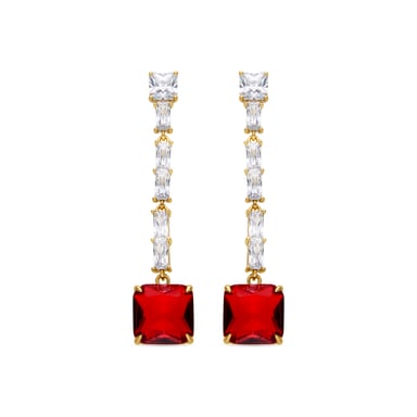 Luxenter earrings with Ruby Zirconia finished in 18k gold - Waraim