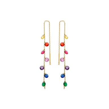 Luxenter Earrings in Metal Alloy and Multicolor Zirconia finished in 18k Yellow Gold - Melne