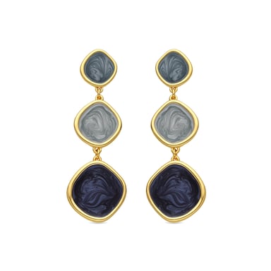 Luxenter Earrings with Blue Lacquered 18k gold finish - Belgul