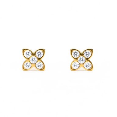Luxenter earrings in 925 Sterling Silver and Brilliant Zirconia finished in 18k yellow gold - Pasam