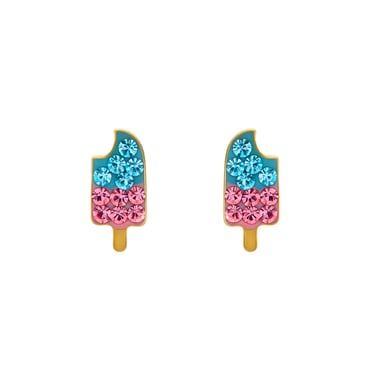 Luxenter earrings in 925 Sterling Silver and Multicolor Zirconia finished in 18k yellow gold - Yakai