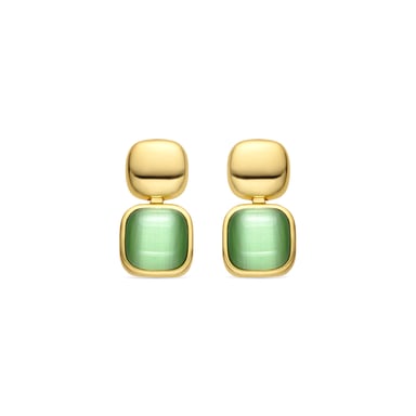 Luxenter earrings with Green Cat's Eye finish in 18k gold - Laroi