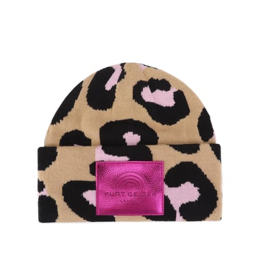 Kurt Geiger London Beanie met omslag en luipaardprint